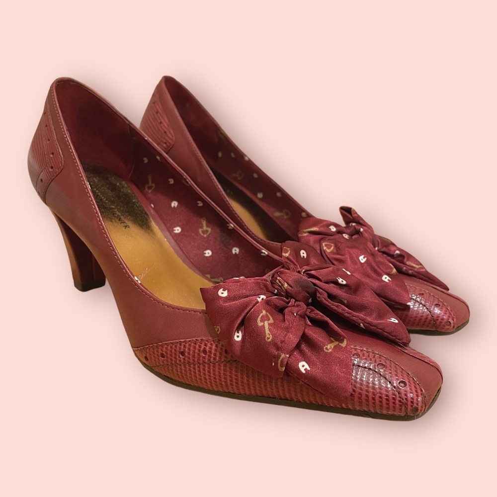 Vintage 90’s Etienne Aigner Designer Burgundy Leather Heel